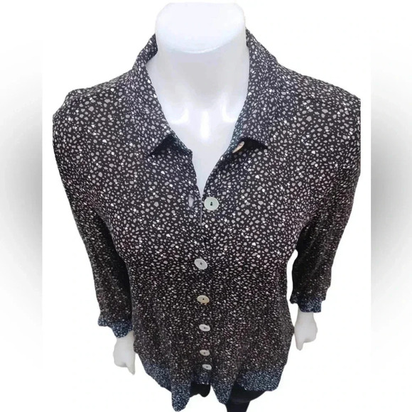 Habitat Button Down Long Sleeve Smock Top Size Small - Picture 2 of 10